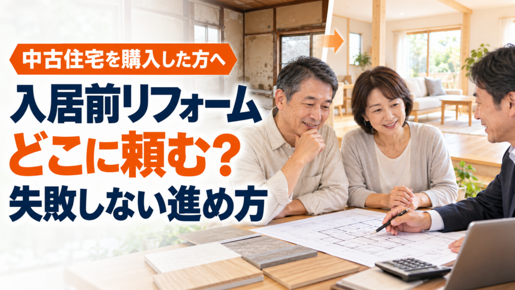 中古住宅を購入し、入居前にリフォームしたい方へ。不動産会社・ホームインスペクター・リフォーム会社の役割、相談のタイミング、購入前調査、見積もり、ローン、引渡しから着工までを横浜市金沢区のエコスタイルが解説します。